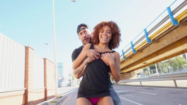 Curly ebony teen filmed in outdoor XXX perversions fucking a white dude - xbabe.com on poweredporn.com