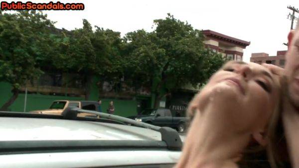 Public slutty MILF with estim on thighs whipped outdoor - hotmovs.com on poweredporn.com