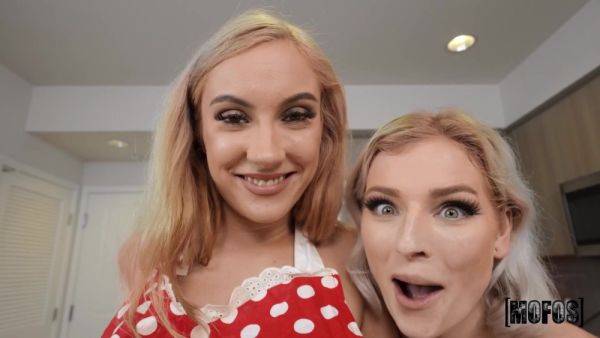 Jazmin Luv and Hyley Winters take turns getting their tight pussies drilled - xhand.com on poweredporn.com