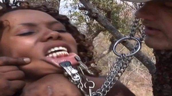 Super Hot Curly Black Babe Tied Up And Roughly Teased By Two Dominant Massive Dicks - txxx.com on poweredporn.com