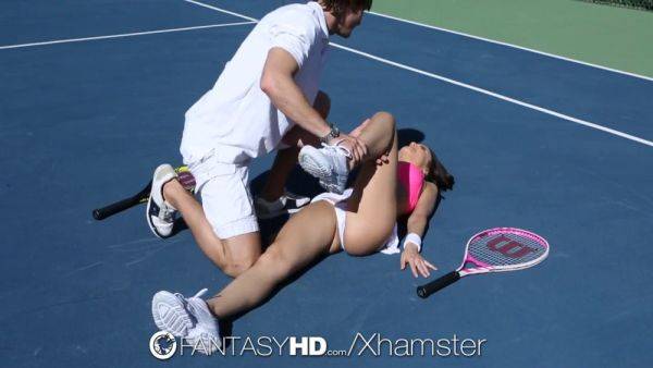 Watch Dillion Harper get her tight pussy pounded on a tennis court by a big dick - sexu.com on poweredporn.com