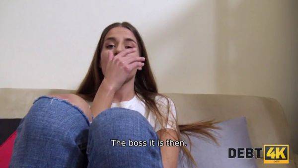 Eveline Dellai in Debt: Skinny chick has no choice but to get rough with a dirty sex - sexu.com on poweredporn.com