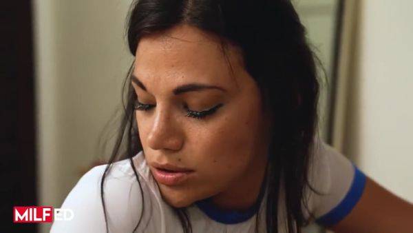 Milf Prefers To Get On Her Knees And Satisfy Her Coachs Cock Than Exercise With Mona Azar - hotmovs.com on poweredporn.com