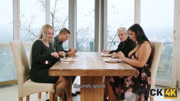 Old Grey-haired Cuckold Doesn't Disturb His Wife Sofia Lee With Huge Breasts From Cheating - Big natural tits - xtits.com on poweredporn.com