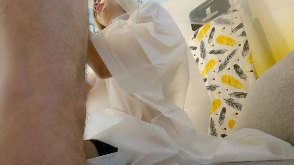 College Girl Gives A Handjob With Balls Massage And Playing Teasing The Big Cock In A Raincoat Under An Umbrella - hotmovs.com on poweredporn.com