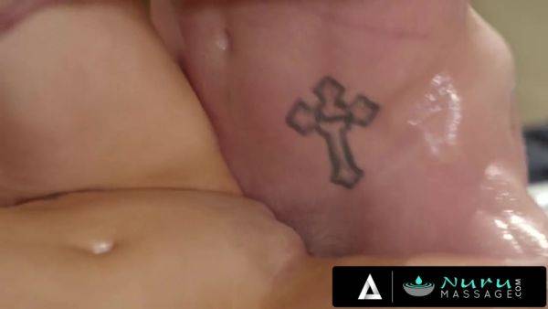 NURU MASSAGE - Cute Blonde Elsa Jean Gives Her Best Friend A Steamy NURU Massage - hotmovs.com on poweredporn.com