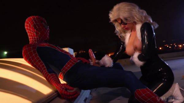 Blonde cougar dazzles with her huge tits while doing Spider Man - xbabe.com on poweredporn.com