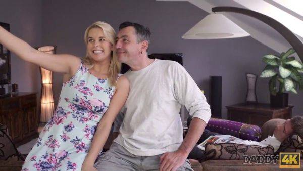 Naughty blonde teen captures her daddy's attention with her tight pussy - sexu.com on poweredporn.com