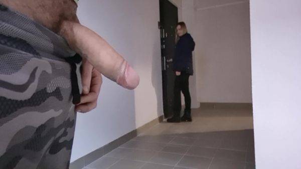 A Man Showed A Dick To His New Beautiful Neighbor, He Jerks Off A Dick In Front Of Her, She Is Excited In Shock And Wants To Touch His Big Dick And Masturbate Him 5 Min - hclips.com - France on poweredporn.com