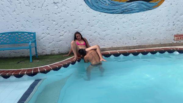 The Neighbor Leaves Her Husband At Home To Fuck The First See In The Pool - upornia.com on poweredporn.com