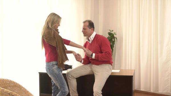 Aroused young blonde craves senior dick in each of her holes - hellporno.com on poweredporn.com