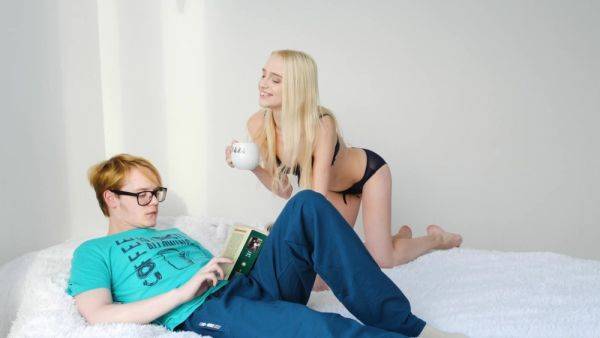 Excellent nude porn for a cute blonde in black lingerie - hellporno.com on poweredporn.com