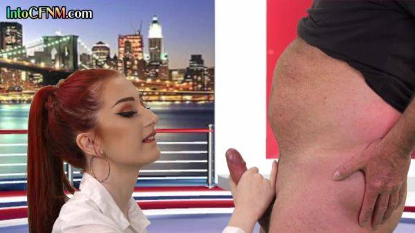 CFNM redhead British babe sucks cock in live TV show - txxx.com - Britain on poweredporn.com
