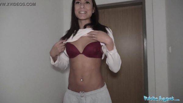 Sexy Brunette Slim takes a wild ride in public with a stranger on camera - sexu.com on poweredporn.com