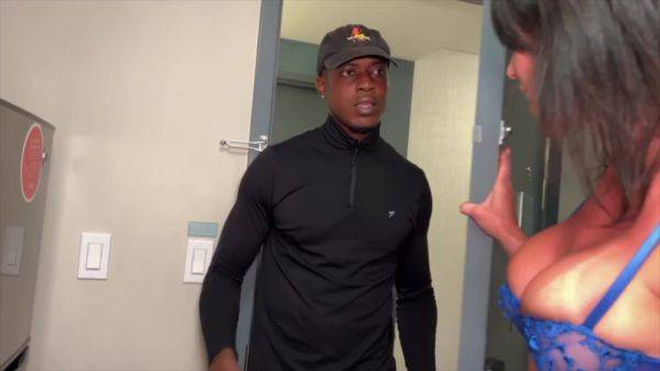 Lonely housewife in sexy lingerie seduces young black handyman - anysex.com on poweredporn.com