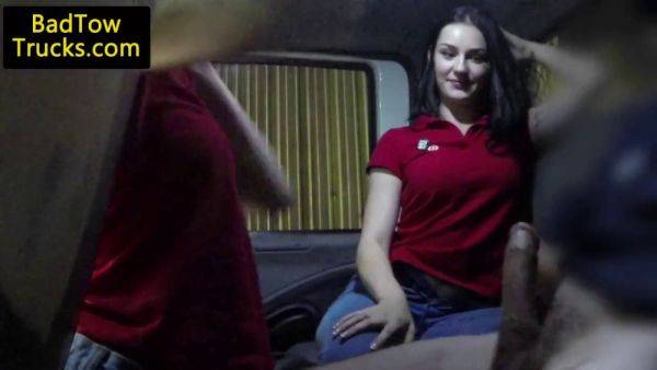 Lucky amateurs share driver's hard cock after getting stranded in a truck - sexu.com on poweredporn.com