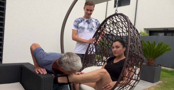 Brunette wife shared by the old man with their nephew - alphaporno.com on poweredporn.com