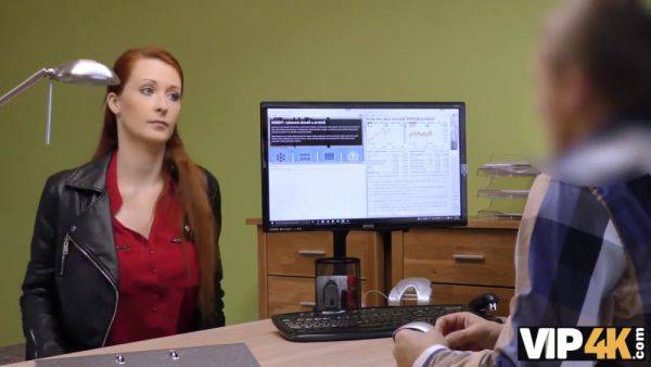 Redhead loan agent gets a taste of her gorgeous pussy in VIP4K casting - sexu.com on poweredporn.com