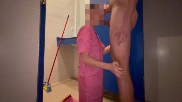 I Surprise The Gym Cleaner Who Catches Me Jerking Off In The Bathroom And Helps Me Finish Off By Giving Me A Blowjob 5 Min - hclips.com on poweredporn.com