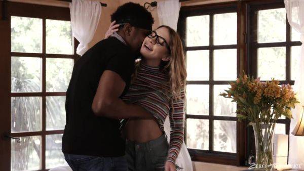 Nerdy young blonde shares passionate moments fucking a black lover - hellporno.com on poweredporn.com