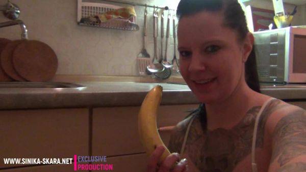 Amateur Bitch Spoils Herself With A Banana - hclips.com - Germany on poweredporn.com