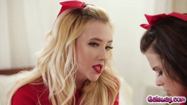 Lesbians Use Lusty Mouths On Their Wet Pussies - videomanysex.com on poweredporn.com