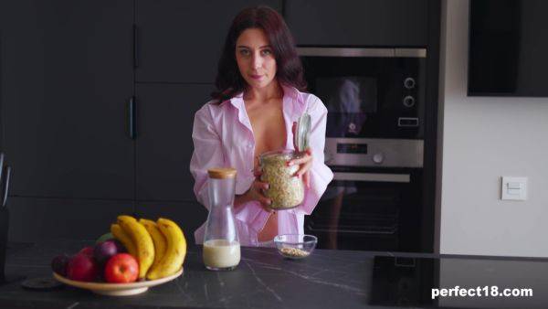 Loud pussy fingering morning masturbation in the kitchen - xbabe.com on poweredporn.com