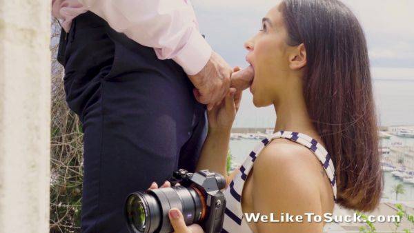 Sweet girl ends up throating the man's dick until the last drops - hellporno.com on poweredporn.com