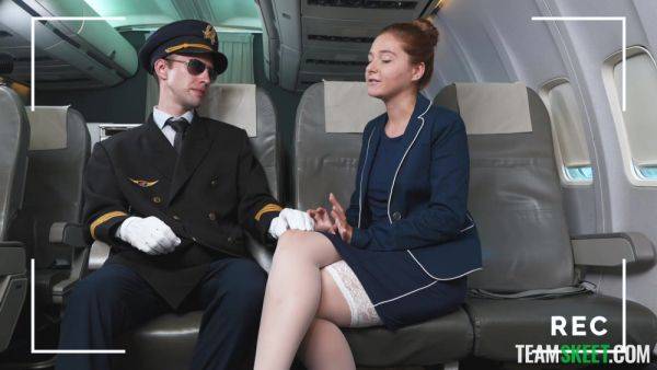 Aroused stewardess fucks the captain mid flight and swallows his jizz - hellporno.com on poweredporn.com