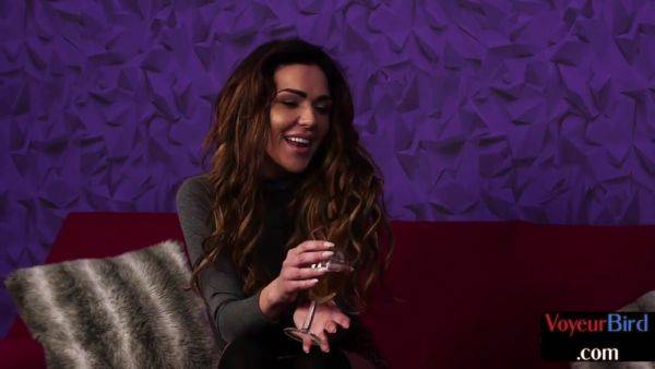 Busty voyeur MILF teases her man who jerks cock on her - txxx.com - Britain on poweredporn.com