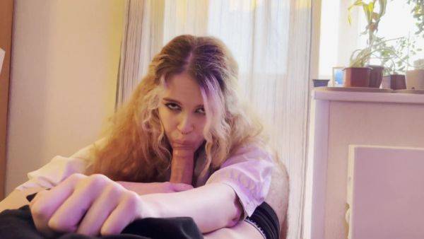 The Horny Curly-haired Bitch Came Back For More And Couldnt Resist Giving Me A Blowjob! - hclips.com on poweredporn.com