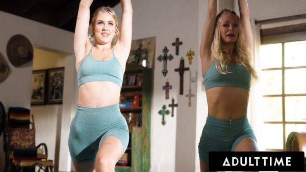 Lesbian Fingering, Bella Bends And Jazlyn Ray In Stepmom Seduces Stepdaughter Into Lesbian Sex During Yoga Sesh! - upornia.com on poweredporn.com