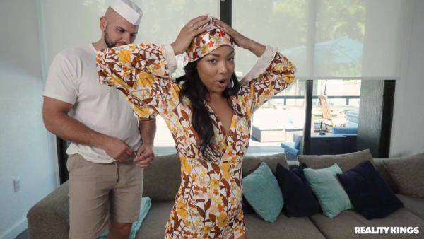 Steamy ebony beauty loves the outcome for putting such a big dick in her cunt - xbabe.com on poweredporn.com