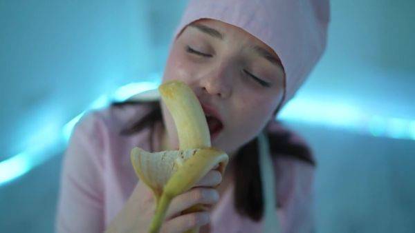 Young nurse and her banana - hclips.com on poweredporn.com