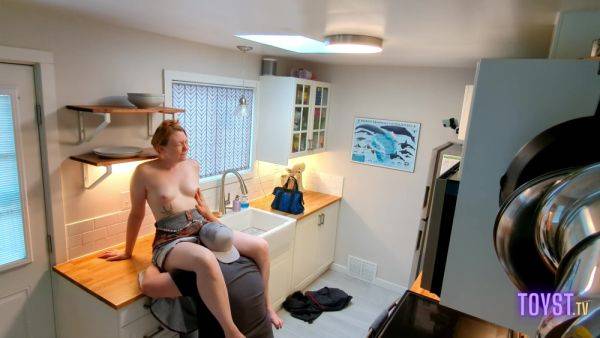 Handyman Fixes Sink And Gets Rewarded With Sex In The Kitchen - Jess And James - videomanysex.com on poweredporn.com