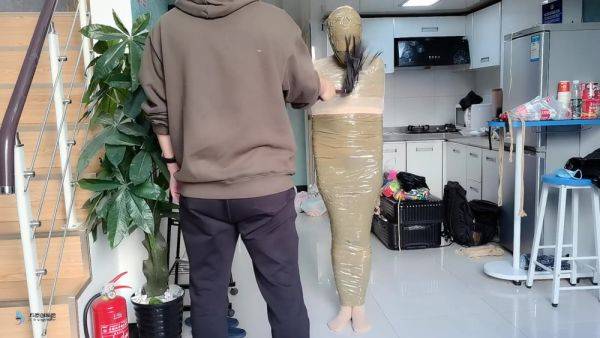 Nylon And Tape Mummy - hclips.com on poweredporn.com