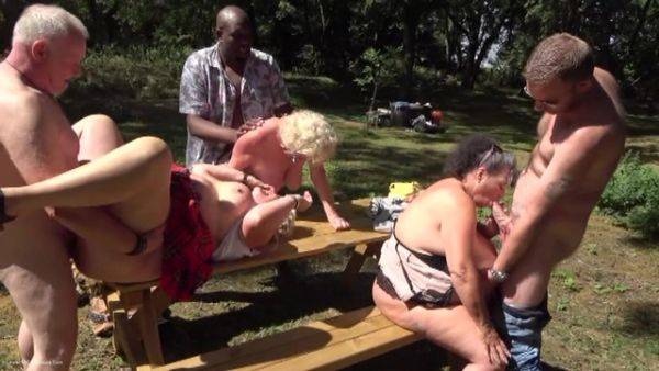 Three BBW Grannies go dogging in the park - hclips.com on poweredporn.com