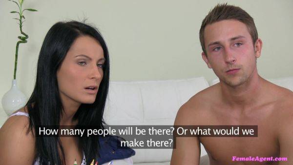 Horny Female Agent Can't Help But Rub Her Wet Pussy As Athletic Couple Fuck at Casting - xhand.com on poweredporn.com