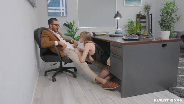 Nerdy secretary devours cock like a pro in addictive office kinks - xbabe.com on poweredporn.com