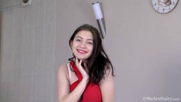 Brunette Bellavitana in Lingerie, Stripping and Masturbating on Couch - porntry.com on poweredporn.com