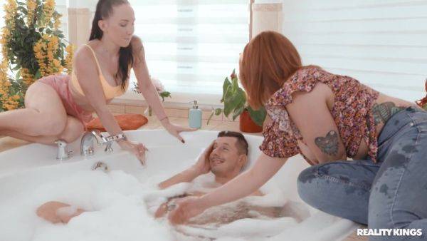 Threesome bath fuck with yoga sex poses after - anysex.com on poweredporn.com