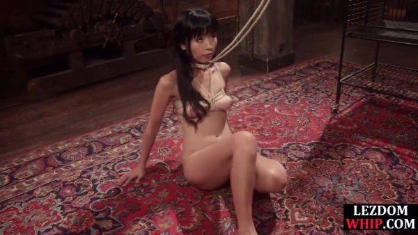 Whipping busty lezdom fucks Asian sub with strapon - hotmovs.com on poweredporn.com