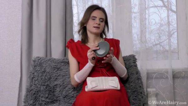 Hairy Mature Brunette Pique Dame Returns Home for a Solo Striptease - porntry.com on poweredporn.com