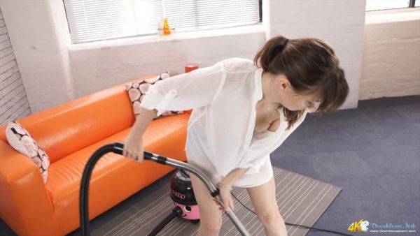 Watch this hot Brunette tease with perky tits and hard nipples in a white blouse - sexu.com on poweredporn.com