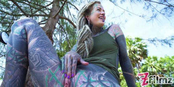 Naughty teen squirts while playing with her toy in public, with a goth twist! - sexu.com on poweredporn.com