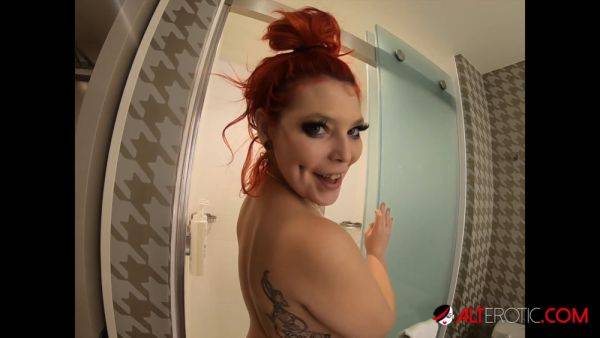 Redhead tattooed women Fallon West and Taylor Nicole shower and play with each other's big ass and small tits - sexu.com on poweredporn.com