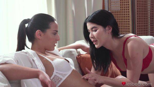 Young Brunette Lesbian Beauties: Orgasms In Beautiful Lingerie - Betzz - xhand.com - Czech Republic on poweredporn.com