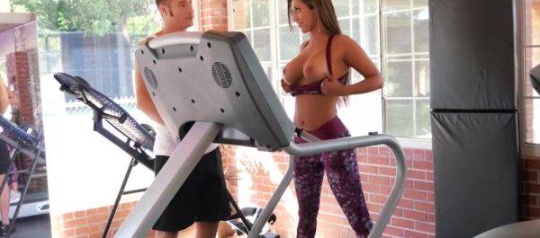 Busty Reena Sky did not mind at all from a hot fuck in the gym with her coach. - anysex.com on poweredporn.com