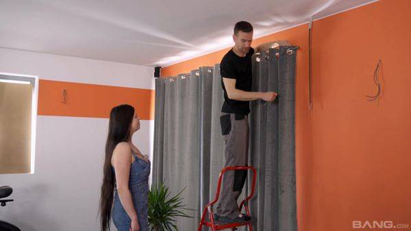 Repair man fucks busty beauty hardcore and comes on her tits - xbabe.com on poweredporn.com