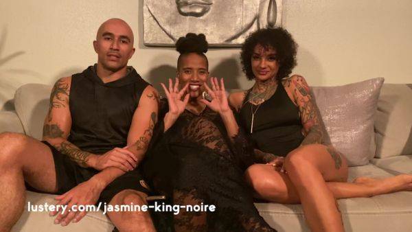 Inked ebony and pregnant babes get fingered and licked by a lucky stud - anysex.com on poweredporn.com